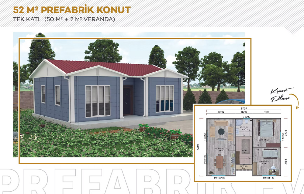 Tek ve İki Katlı Prefabrik Projemiz