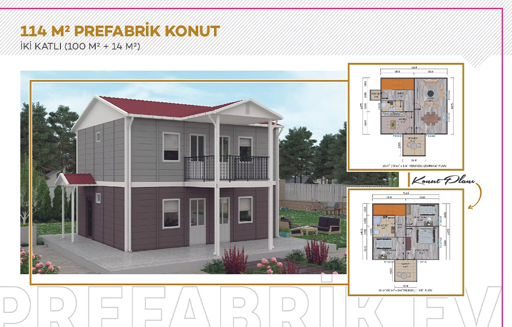 İki Katlı Prefabrik Ev